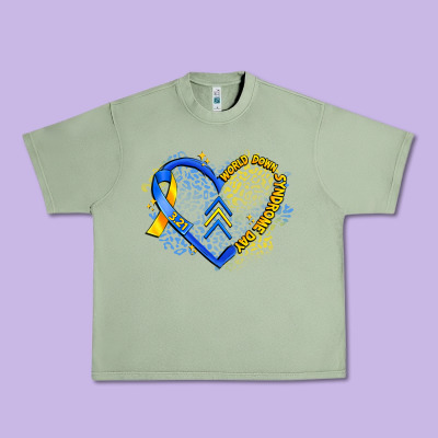 World Down Syndrome Day Heart Urban Heavy Tee Designed By Artiststas