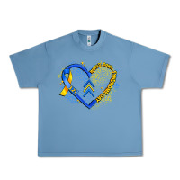 Pebble Blue world down syndrome day heart Urban Heavy Tee - Artiststas