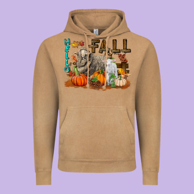 Hello Fall Merino Wool Sheep Vintage Hoodie Designed By Lillyallendesigns