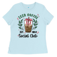 Baby Blue iced coffee social club Ladies Tee - MaliasSmallBusiness