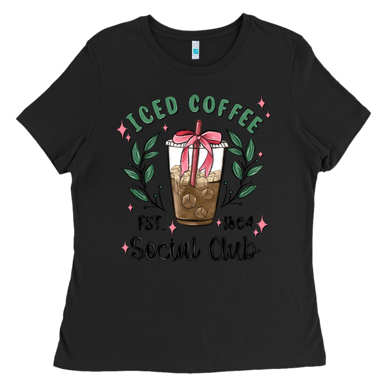 Iced Coffee Social Club Ladies Tee by MaliasSmallBusiness | Teevron
