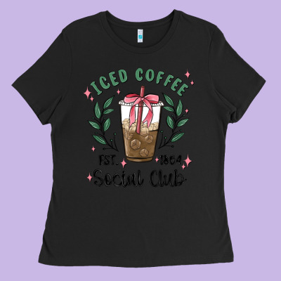 Iced Coffee Social Club Ladies Tee Designed By Maliassmallbusiness