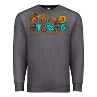 Charcoal Heather she is strong Premium Sweatshirt - BundleAndBundleShop