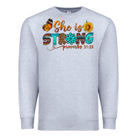 Heather Grey she is strong Premium Sweatshirt - BundleAndBundleShop