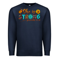 Navy she is strong Premium Sweatshirt - BundleAndBundleShop