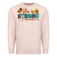 Pale Pink she is strong Premium Sweatshirt - BundleAndBundleShop