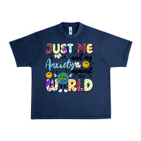 Navy just me and my anxiety against the world Urban Heavy Tee - Artiststas