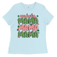 Baby Blue one lucky mama Ladies Tee - MaliasSmallBusiness