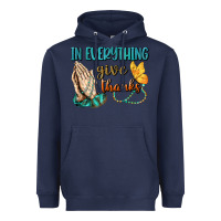 Navy İn Everything Give Thanks Heavyweight Hoodie - BundleAndBundleShop