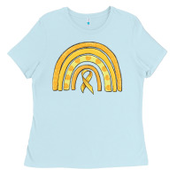 Baby Blue childhood cancer awareness rainbow Ladies Tee - MaliasSmallBusiness