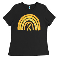 Black childhood cancer awareness rainbow Ladies Tee - MaliasSmallBusiness
