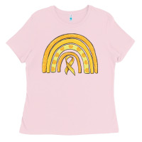 Bubblegum Pink childhood cancer awareness rainbow Ladies Tee - MaliasSmallBusiness