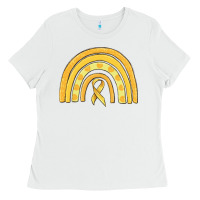 White childhood cancer awareness rainbow Ladies Tee - MaliasSmallBusiness