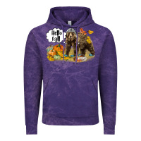 Cloud Purple Hello Fall Brown Bear Vintage Hoodie - LillyAllenDesigns