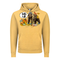 Vintage Mustard Hello Fall Brown Bear Vintage Hoodie - LillyAllenDesigns