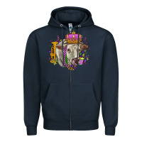 Navy charolais mardi gras Zipper Hoodie - OliviaCreatesArt