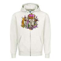 Oatmeal Heather charolais mardi gras Zipper Hoodie - OliviaCreatesArt