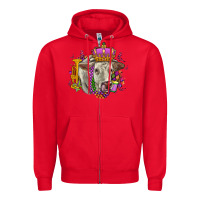 Red charolais mardi gras Zipper Hoodie - OliviaCreatesArt