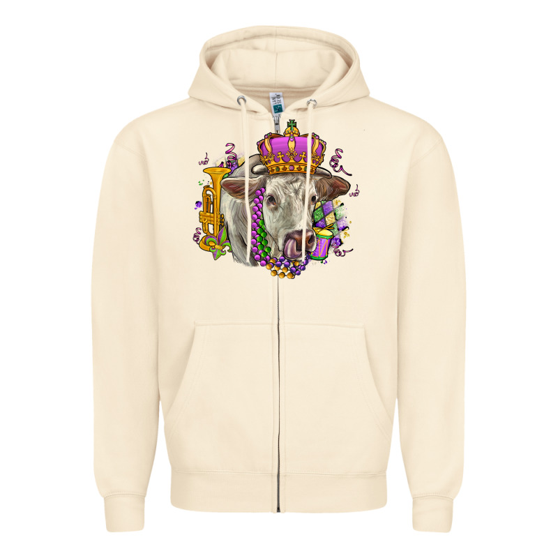 Charolais Mardi Gras Zipper Hoodie by OliviaCreatesArt | Teevron