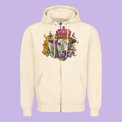 Charolais Mardi Gras Zipper Hoodie Designed By Oliviacreatesart