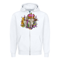 White charolais mardi gras Zipper Hoodie - OliviaCreatesArt