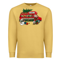 Antique Gold christmas santa claus with retro van Premium Sweatshirt - BundleAndBundleShop
