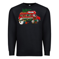 Black christmas santa claus with retro van Premium Sweatshirt - BundleAndBundleShop