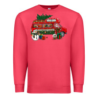 Cardinal christmas santa claus with retro van Premium Sweatshirt - BundleAndBundleShop