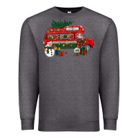 Charcoal Heather christmas santa claus with retro van Premium Sweatshirt - BundleAndBundleShop
