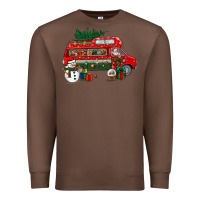 Chestnut christmas santa claus with retro van Premium Sweatshirt - BundleAndBundleShop