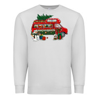 Dove Grey christmas santa claus with retro van Premium Sweatshirt - BundleAndBundleShop