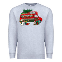Heather Grey christmas santa claus with retro van Premium Sweatshirt - BundleAndBundleShop