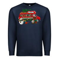 Navy christmas santa claus with retro van Premium Sweatshirt - BundleAndBundleShop