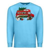 Ocean Blue christmas santa claus with retro van Premium Sweatshirt - BundleAndBundleShop