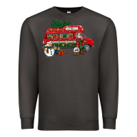 Smoke christmas santa claus with retro van Premium Sweatshirt - BundleAndBundleShop