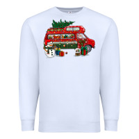 White christmas santa claus with retro van Premium Sweatshirt - BundleAndBundleShop