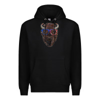 Black bison with american flag glasses Premium Hoodie - RanaPortraitStore