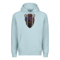 Blue Mist bison with american flag glasses Premium Hoodie - RanaPortraitStore