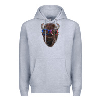 Heather Grey bison with american flag glasses Premium Hoodie - RanaPortraitStore