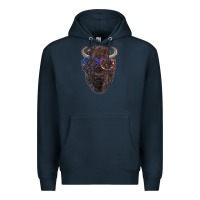 Navy bison with american flag glasses Premium Hoodie - RanaPortraitStore