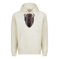 Oatmeal Heather bison with american flag glasses Premium Hoodie - RanaPortraitStore
