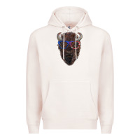Pale Pink bison with american flag glasses Premium Hoodie - RanaPortraitStore