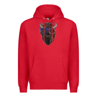 Red bison with american flag glasses Premium Hoodie - RanaPortraitStore