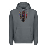 Rock bison with american flag glasses Premium Hoodie - RanaPortraitStore