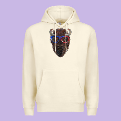 Bison With American Flag Glasses Premium Hoodie Designed By Ranaportraitstore