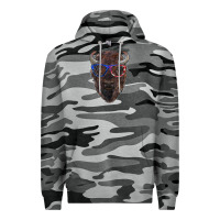 Slate Camo bison with american flag glasses Premium Hoodie - RanaPortraitStore