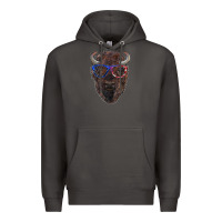 Smoke bison with american flag glasses Premium Hoodie - RanaPortraitStore