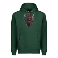 Sports Green bison with american flag glasses Premium Hoodie - RanaPortraitStore
