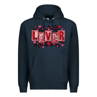 Navy Valentine's Day lover Premium Hoodie - FaDigitalArtStudio