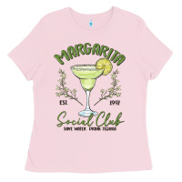 Bubblegum Pink margarita social club Ladies Tee - MaliasSmallBusiness